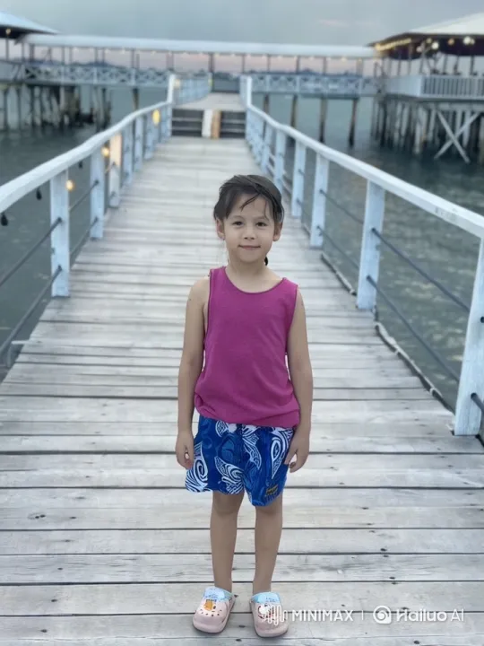 Child on Pier at Serene Waterfront Evening Scene – AI Generated Video | Hailuo AI