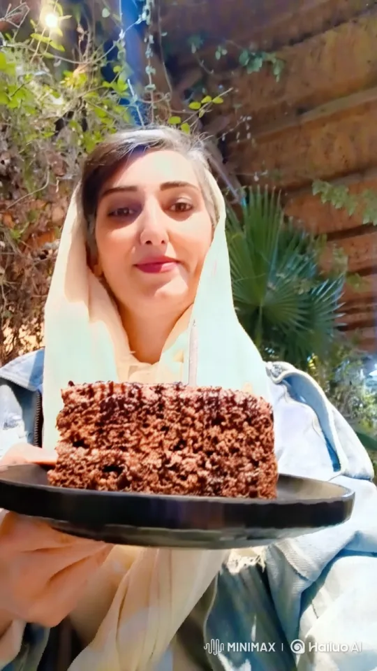 Woman with Chocolate Cake in Rustic Cafe Setting – AI Generated Video | Hailuo AI