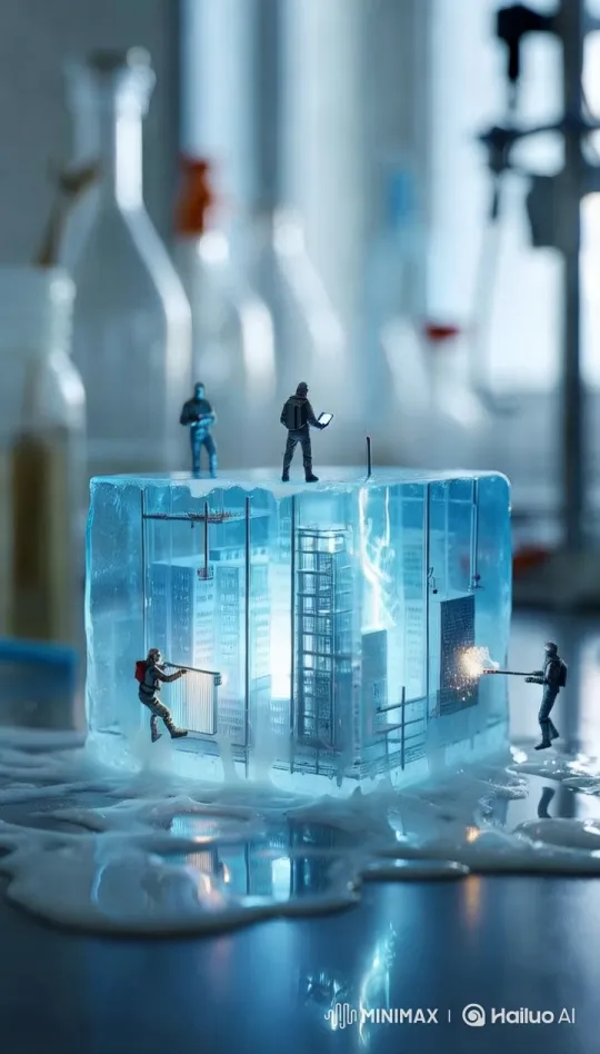 Miniature Futuristic Architects Build Glowing City in Ice – AI Generated Video | Hailuo AI