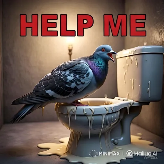 Pigeon in Distress on Overflowing Toilet – AI Generated Video | Hailuo AI
