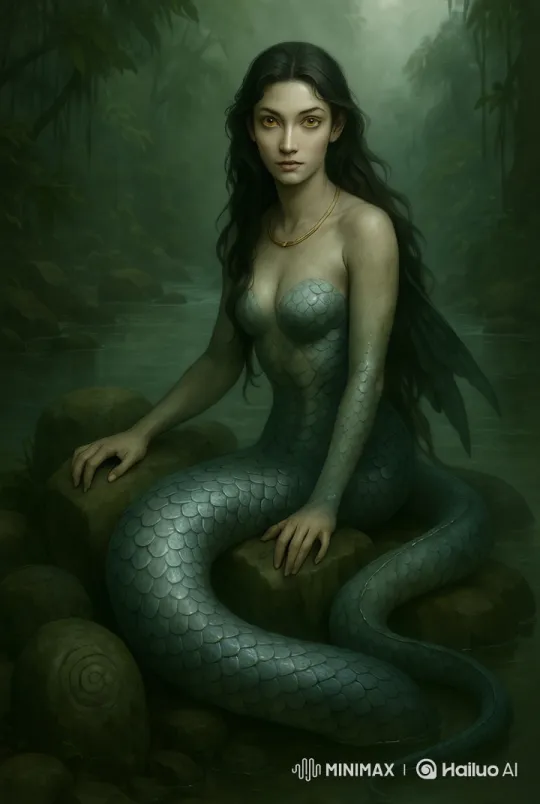 Mystical Serpent-Tailed Woman in Enchanted Jungle – AI Generated Video | Hailuo AI