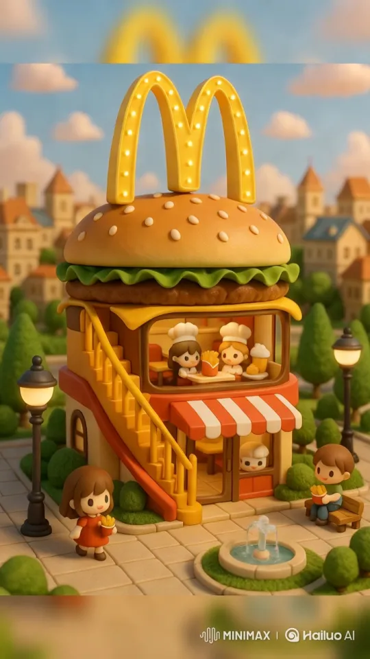 Miniature McDonald's in Toy City: A Lively Miniature Scene – AI Generated Video | Hailuo AI