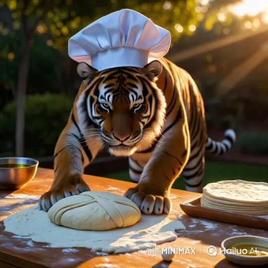 Tiger Chef Bakes in Live2D Animation – AI Generated Video | Hailuo AI