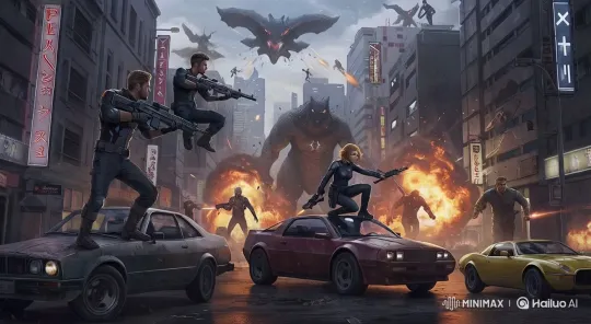 Epic Kaiju Battle: City Destruction and Heroic Charge – AI Generated Video | Hailuo AI