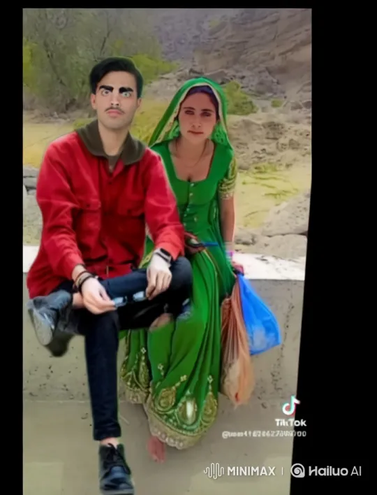 Young Couple in Traditional Attire Amidst Rural Landscape – AI Generated Video | Hailuo AI