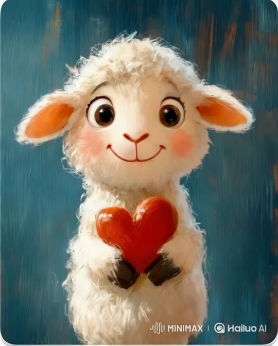 Fluffy Sheep Holds Heart in Pastoral Meadow – AI Generated Video | Hailuo AI