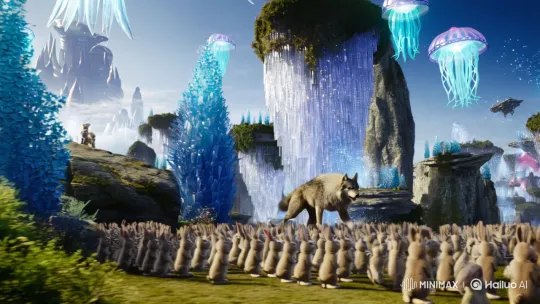 Mystical Landscape with Floating Islands and Luminescent Creatures – AI Generated Video | Hailuo AI
