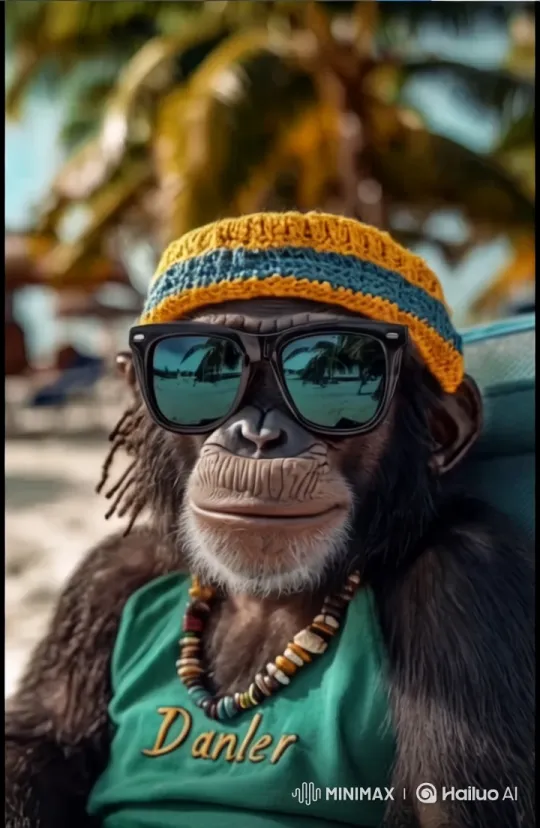 Monkey Detective Danler Investigates on Tropical Beach – AI Generated Video | Hailuo AI