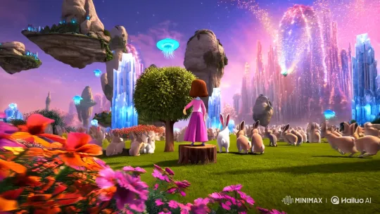 Magical Enchantment: Girl and Rabbits in Ethereal Wonderland – AI Generated Video | Hailuo AI