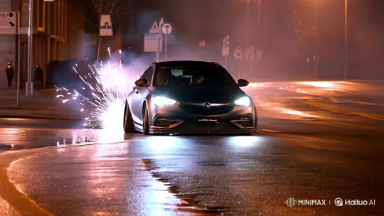 High Aesthetic Liberty Walk Opel Insignia Night Drift – AI Generated Video | Hailuo AI