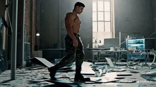 Muscular Bodybuilder Destroys Tech in Aesthetic Decay – AI Generated Video | Hailuo AI