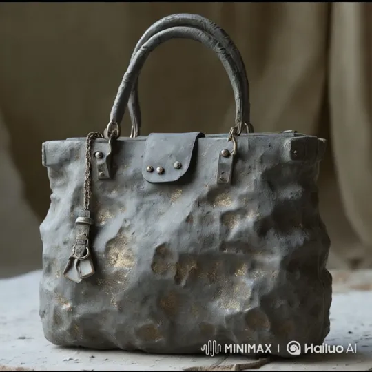 High Aesthetic Drop Impact of Textured Gold-Accent Bag – AI Generated Video | Hailuo AI