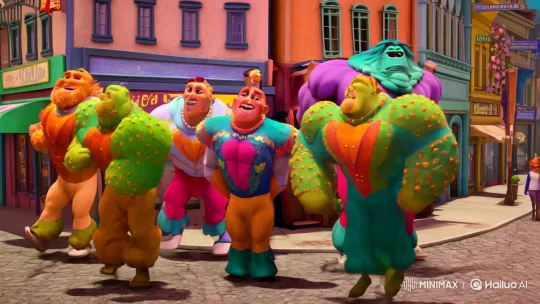 Titans' Whimsy Contrasted with Cats' Culinary Grace – AI Generated Video | Hailuo AI