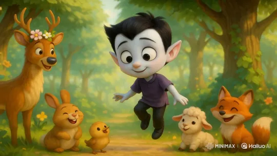 Morning Forest Friendship: Dracito and Animal Buddies – AI Generated Video | Hailuo AI