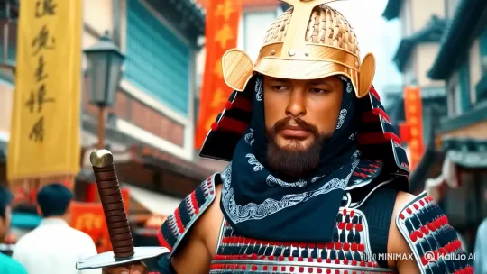 Mysterious Samurai Walks Through Bustling Chinese City – AI Generated Video | Hailuo AI