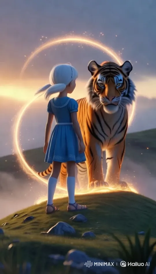 Magical Encounter: Alice and the Enchanted Tiger Tahir – AI Generated Video | Hailuo AI