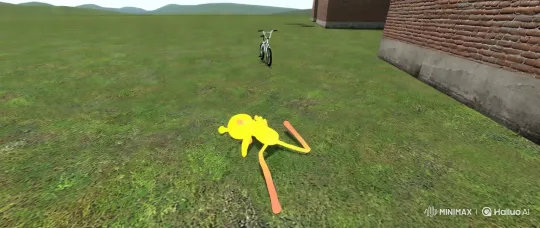Yellow Figure Struggles to Rise in Serene Landscape – AI Generated Video | Hailuo AI
