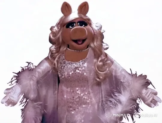 Miss Piggy Glows Radiantly in Sparkling Sequined Gown – AI Generated Video | Hailuo AI