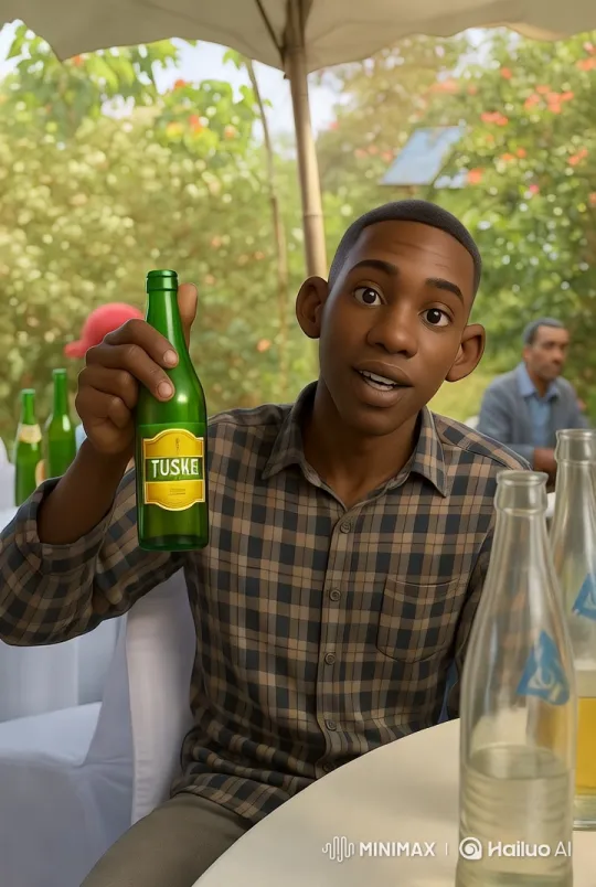 Tusker Bottle Displayed in Lush Outdoor Setting – AI Generated Video | Hailuo AI