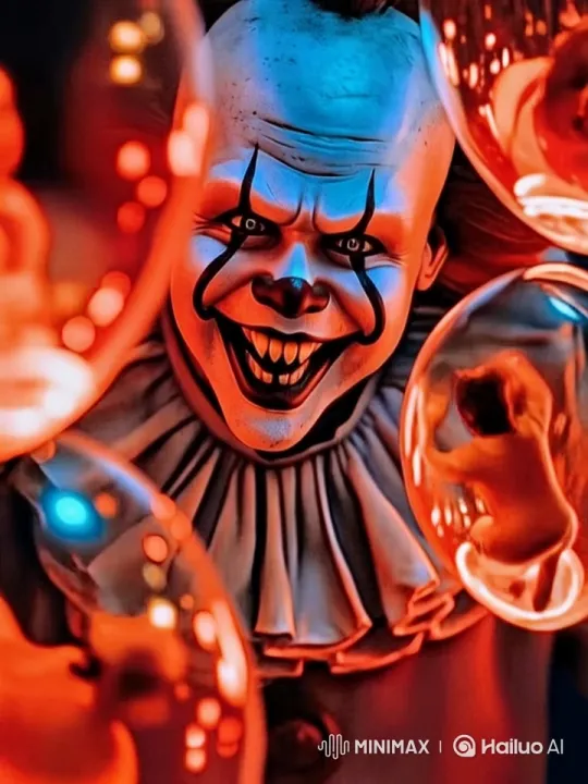 Evil Clown gleefully pops balloons, children fall into black hole – AI Generated Video | Hailuo AI