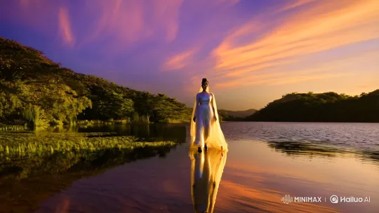Enigmatic Figure in Golden Landscape – AI Generated Video | Hailuo AI