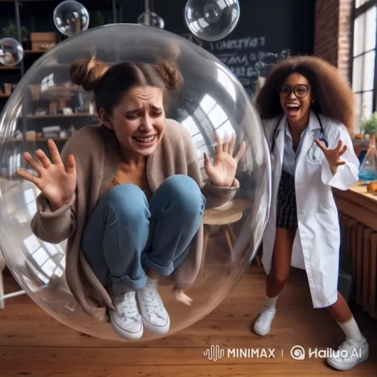 Woman Trapped in Bubble, Girlfriend Laughs – AI Generated Video | Hailuo AI