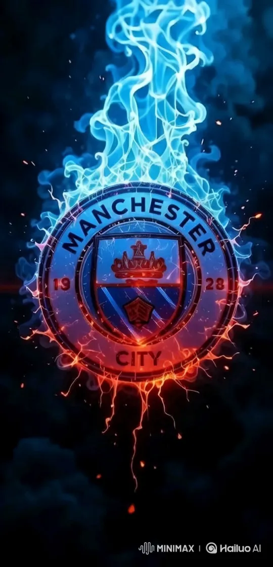Manchester City Logo Transforms into Majestic Lion with Flames – AI Generated Video | Hailuo AI