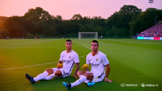 Ronaldo and Messi: A Serene Sunset Encounter – AI Generated Video | Hailuo AI