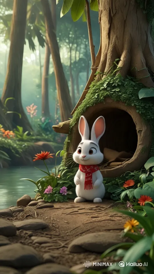 Cute Rabbit Chintu Hops in Serene Jungle – AI Generated Video | Hailuo AI