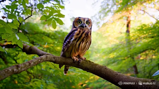 Enchanted Owl in Serene Forest Landscape – AI Generated Video | Hailuo AI