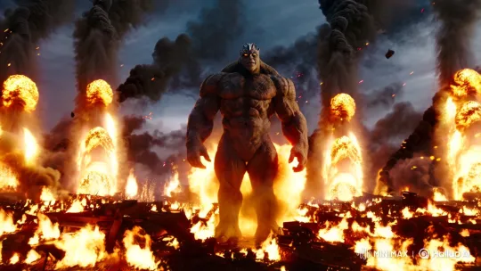 Colossal Titan Amidst Inferno: Awe-Inspiring Chaos – AI Generated Video | Hailuo AI