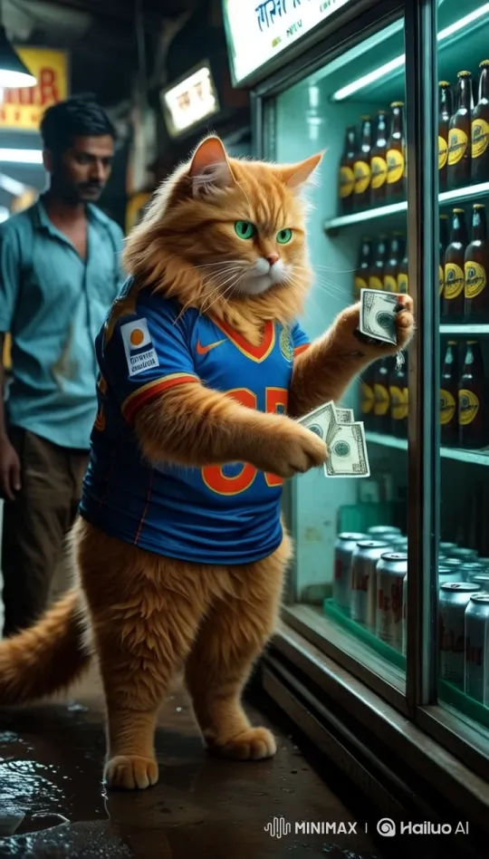 Fluffy Cat Buys Beer in Surreal Human-Like Manner – AI Generated Video | Hailuo AI