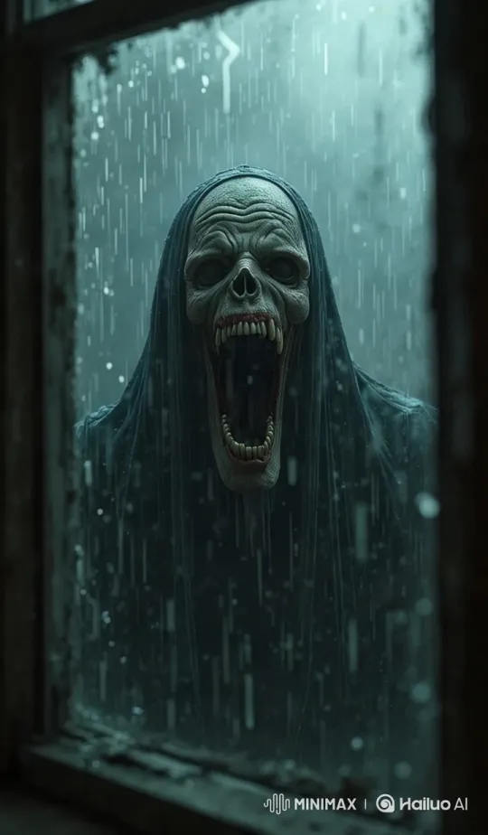 Ghostly Figure at Window in Hyper-Realistic Horror Scene – AI Generated Video | Hailuo AI