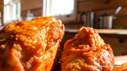Rustic Kitchen Close-Up of Buffalo Chicken Wings – AI Generated Video | Hailuo AI