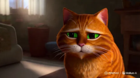 Melancholic Orange Cat in Cozy, Dimly Lit Room – AI Generated Video | Hailuo AI