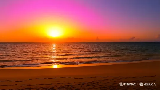 Sunset Serenity: Vibrant Beach Horizon – AI Generated Video | Hailuo AI