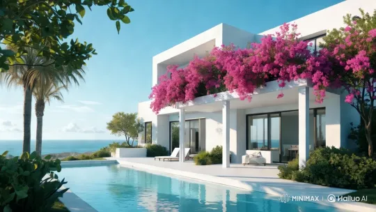 Nightly Serenity: Beachfront Villa in 8K Cinematic View – AI Generated Video | Hailuo AI