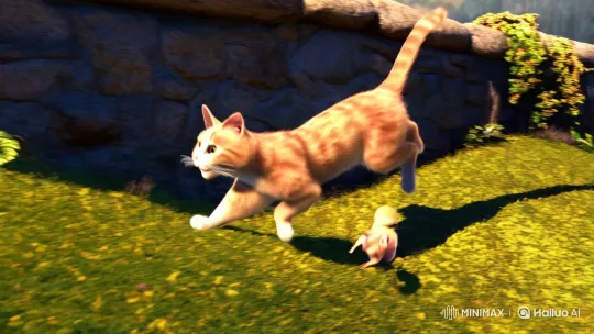 Feline-Mouse Chase in Sunlit Landscape – AI Generated Video | Hailuo AI