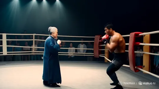 Elderly Lady Battles Young Boxer in Dramatic Duel – AI Generated Video | Hailuo AI