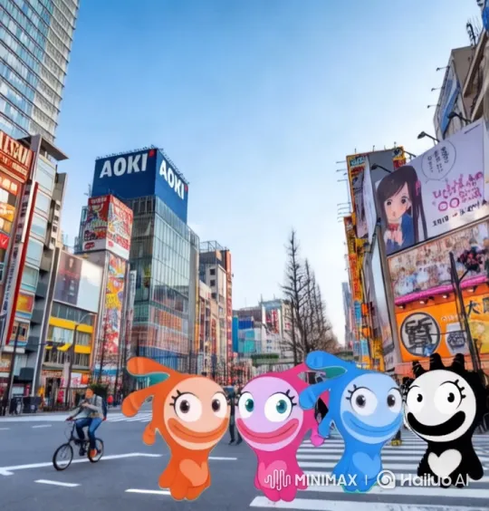 Bustling City Street with Animated Characters – AI Generated Video | Hailuo AI