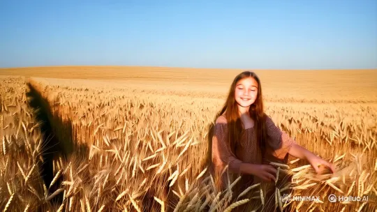 Girl in Wheat Field: A Serene Journey – AI Generated Video | Hailuo AI