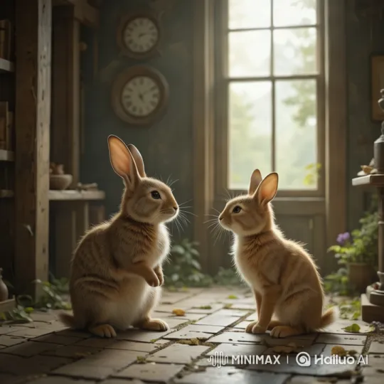 Cute Rabbit Plays with Kite in Serene Meadow – AI Generated Video | Hailuo AI
