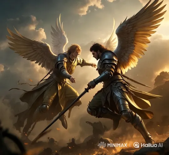 Armored Angels in Epic Battle Over Stormy Sky – AI Generated Video | Hailuo AI