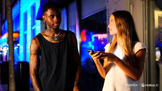 Young Black Man Meets White Woman at Club – AI Generated Video | Hailuo AI