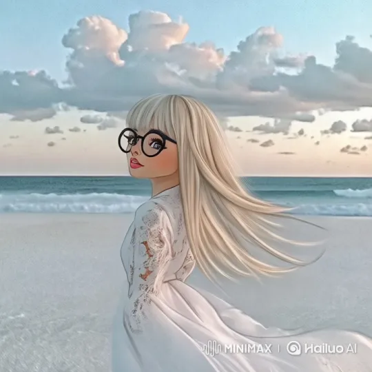 Peaceful Beach Serenity: Woman in Lace Dress – AI Generated Video | Hailuo AI