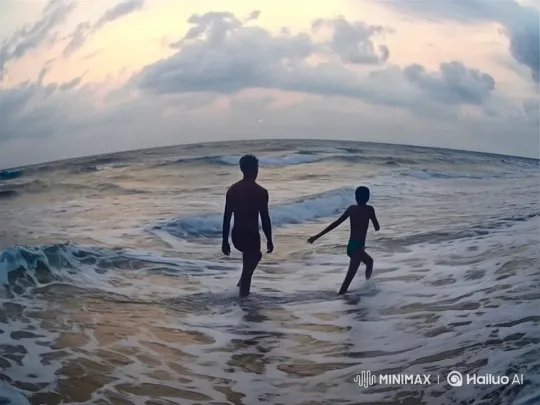 Serene Walk in Shallow Water with Drifting Clouds – AI Generated Video | Hailuo AI