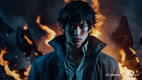 Heroic Figure Stands Amidst Fiery Chaos – AI Generated Video | Hailuo AI