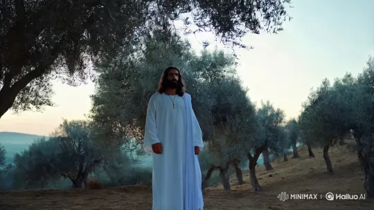 Cinematic Jesus on Mount of Olives at Dawn – AI Generated Video | Hailuo AI