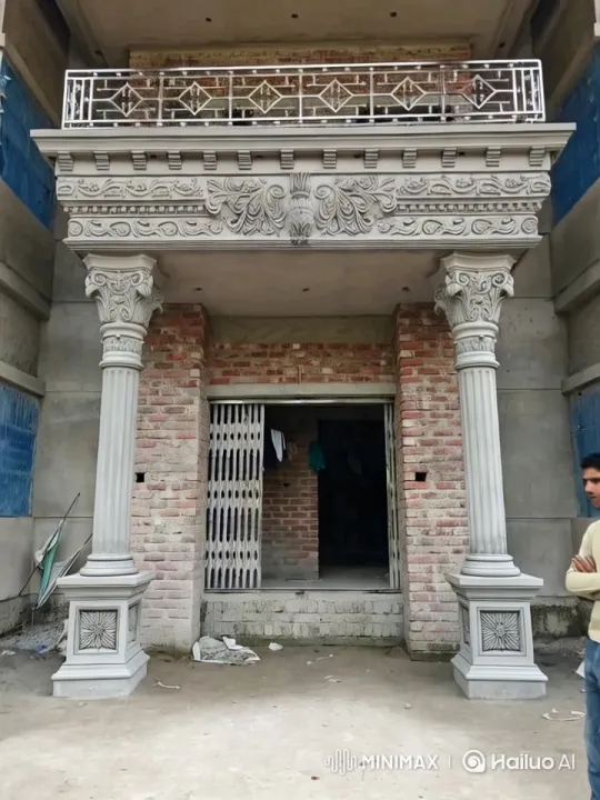 Construction Site: Ornate Building Entrance Details – AI Generated Video | Hailuo AI