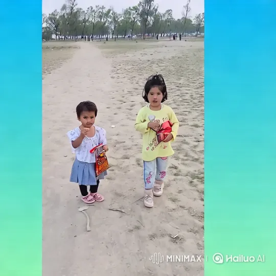 Aesthetic Scene: Girls on Path with Background Trees – AI Generated Video | Hailuo AI